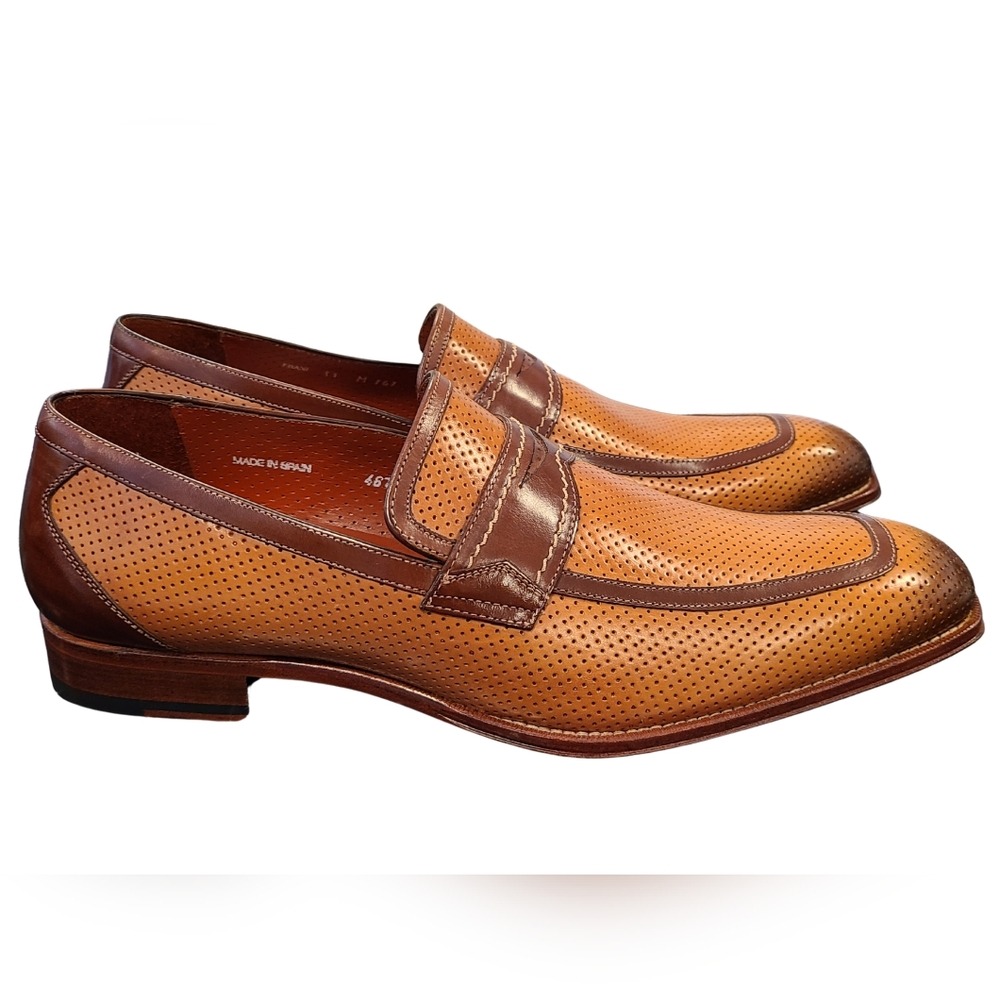 MEZLAN 👞 Men's Custom Brown Leather Loafers - US 11